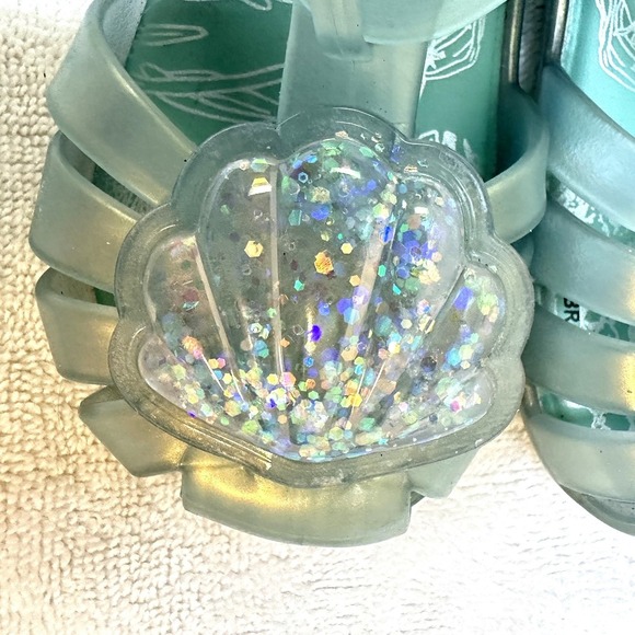 Mini Melissa Little Girls Sea Sandal Shell Glitter Blue Jelly Shoes Size 7 - Picture 6 of 11